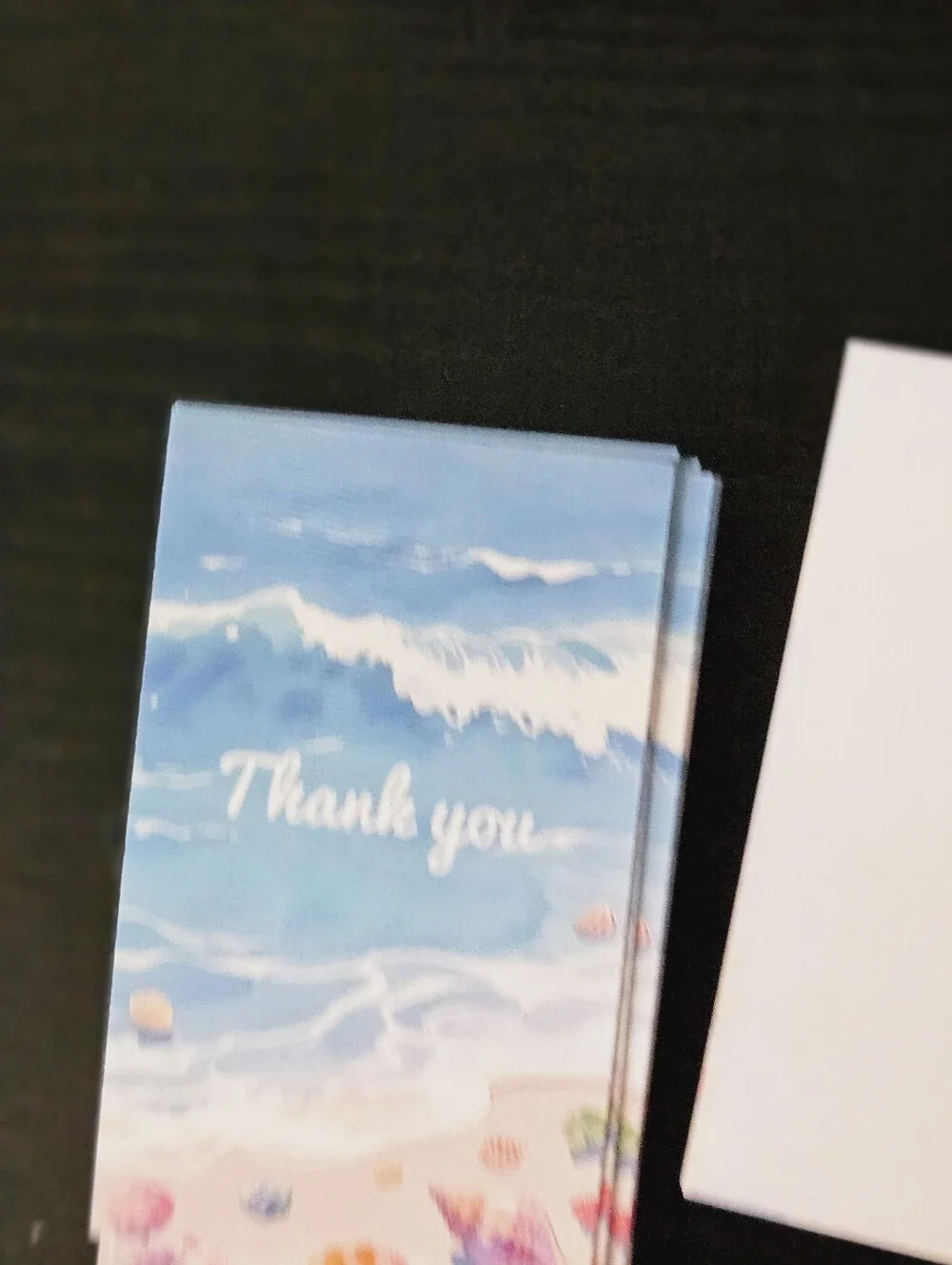 Beach Wave Thank You Cards - Blue & Pastel Seashell Design